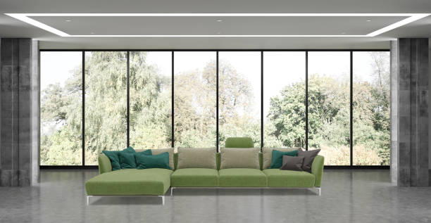 istock Large luxury modern bright interiors Living room mockup illustration 3D rendering image 2155834080