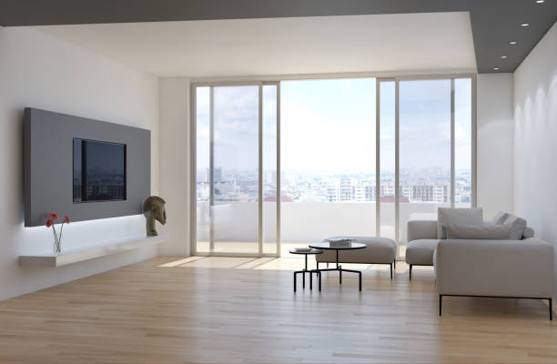 istock Large luxury modern bright interiors Living room mockup illustration 3D rendering image 2155836079