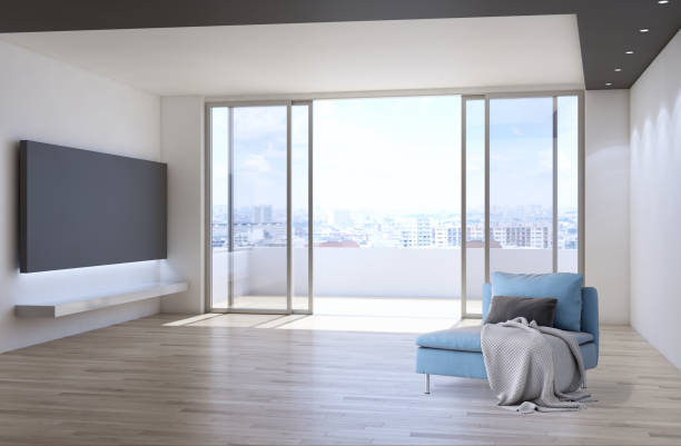 istock Large luxury modern bright interiors Living room mockup illustration 3D rendering image 2155836080