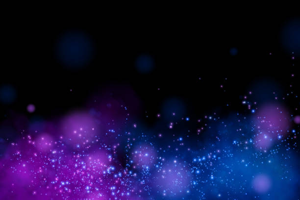 istock Fantastic smoke background. Purple magic smoke with glitter and small particles of twinkling stars, fog with glowing particles, multicolored steam with stardust. Vector illustration. 2155839904