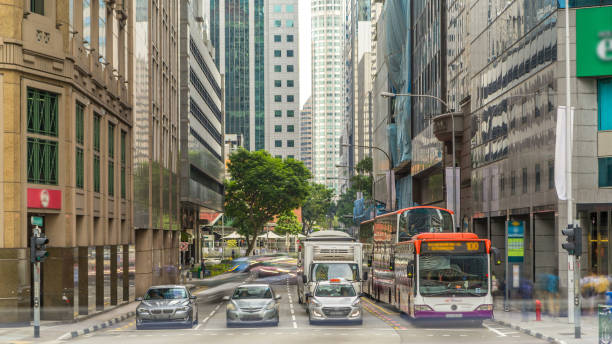 Singapore traffic around the city centre timelapse.