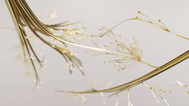 Endless Growth  - Financial Technology, Abstract Plant - Artificial Intelligence, AI, Digital Network - Gold