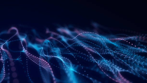 istock Abstract blue technology wave with dots and lines. Flow of particles. Big data transfer visualization. 3d rendering. 2155843027
