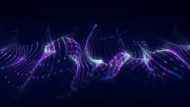 istock Dynamic blue wave of particles and lines. Abstract futuristic background. Big data visualization. 3D rendering. 2155843349