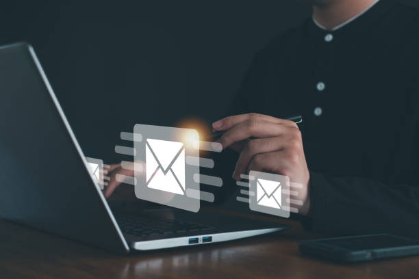 istock email marketing concept, send e-mail or newsletter, Inbox receiving electronic message alert.  internet technology. for business e-mail communication and digital marketing. 2155843943