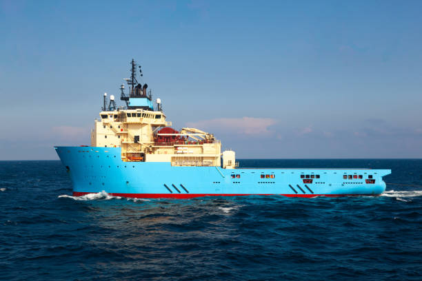 istock Offshore supply vessel on the move at sea. 2155844563