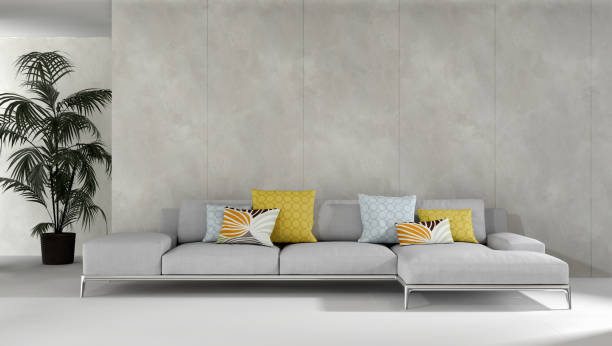 istock Large luxury modern bright interiors Living room mockup illustration 3D rendering image 2155845327