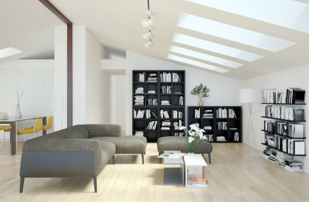 istock Large luxury modern bright interiors Living room mockup illustration 3D rendering image 2155845375