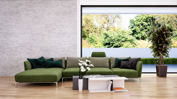 istock Large luxury modern bright interiors Living room mockup illustration 3D rendering image 2155845768