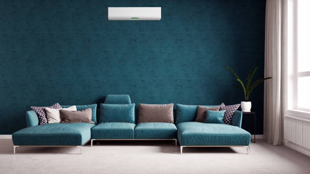 istock Large luxury modern bright interiors Living room mockup illustration 3D rendering image 2155846043