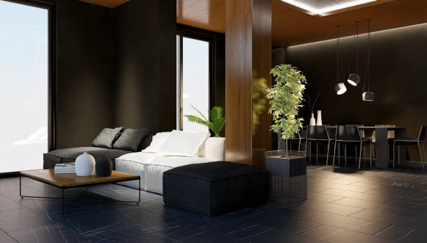 istock Large luxury modern bright interiors Living room mockup illustration 3D rendering image 2155853593