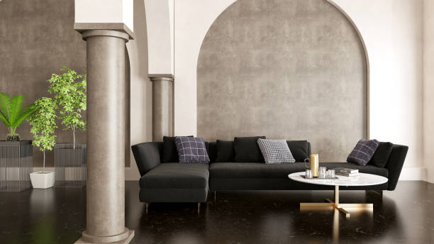 istock Large luxury modern bright interiors Living room mockup illustration 3D rendering image 2155853600