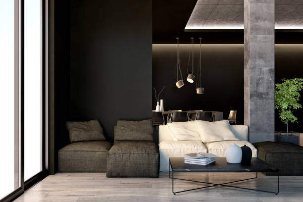 istock Large luxury modern bright interiors Living room mockup illustration 3D rendering image 2155853604