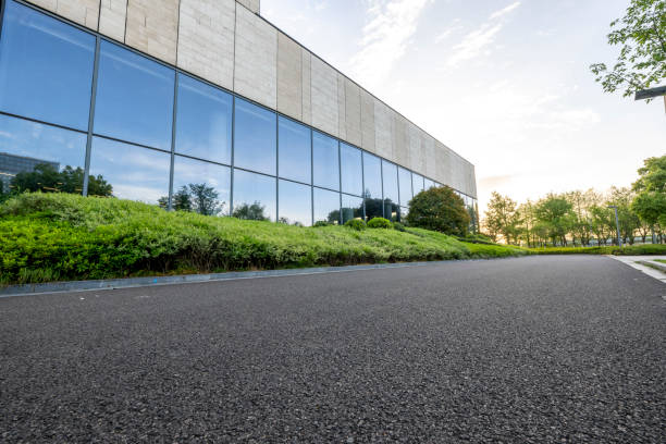 istock Empty asphalt road in front of modern city buildings 2155854180