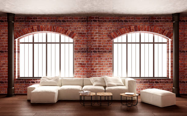 istock Large luxury modern bright interiors Living room mockup illustration 3D rendering image 2155855152