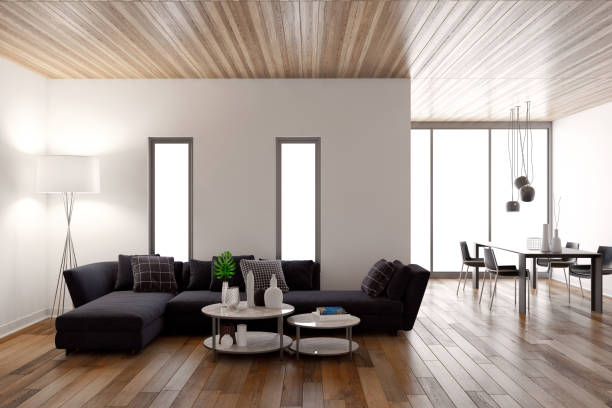 istock Large luxury modern bright interiors Living room mockup illustration 3D rendering image 2155855157