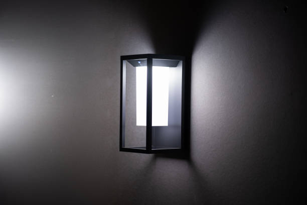 istock doorway for modern home with solar light that automatically lights once the Pearson is close enough to the door through proximity or motion sensor 2155855553