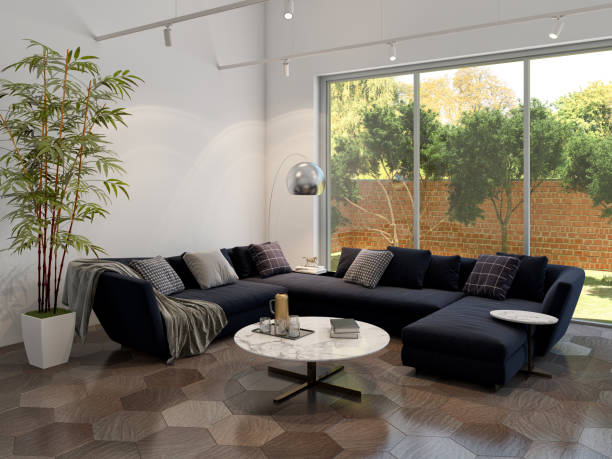 istock Large luxury modern bright interiors Living room mockup illustration 3D rendering image 2155855851