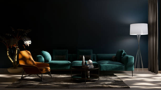 istock Large luxury modern bright interiors Living room mockup illustration 3D rendering image 2155855857