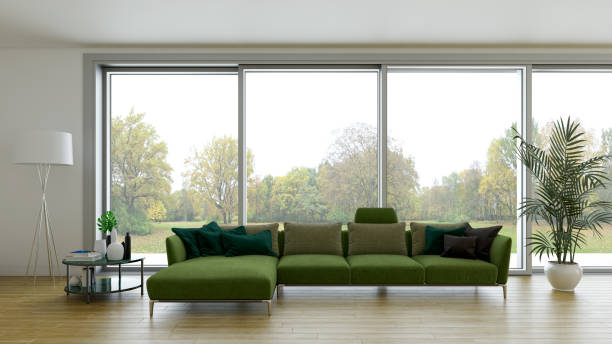 istock Large luxury modern bright interiors Living room mockup illustration 3D rendering image 2155855860