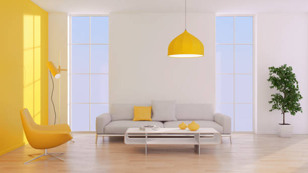 istock Large luxury modern bright interiors Living room mockup illustration 3D rendering image 2155858323