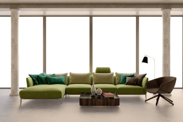 istock Large luxury modern bright interiors Living room mockup illustration 3D rendering image 2155858382