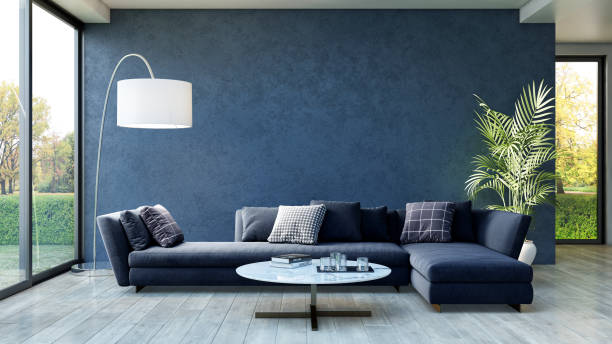 istock Large luxury modern bright interiors Living room mockup illustration 3D rendering image 2155858404