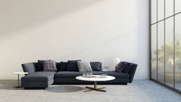 istock Large luxury modern bright interiors Living room mockup illustration 3D rendering image 2155858417