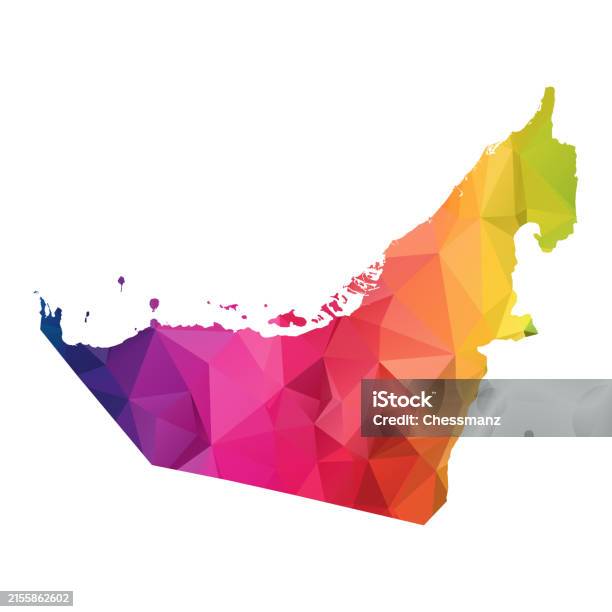 Uae Polygon Abstract Polygon Map Vector Illustration Low Poly Color Rainbow United ...