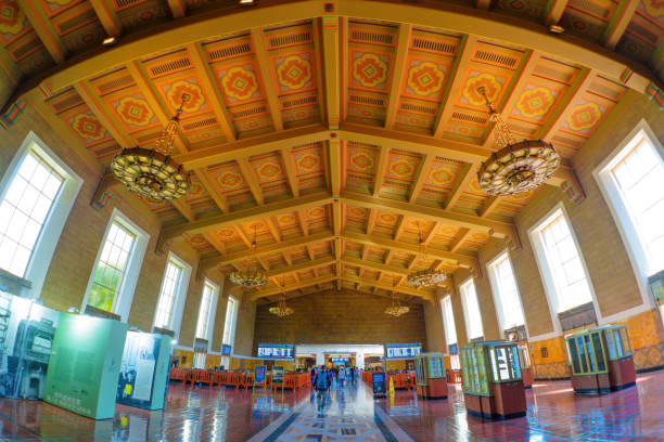 Los Angeles, California - April 12, 2024: Urban sophistication of the Union Station's interior
