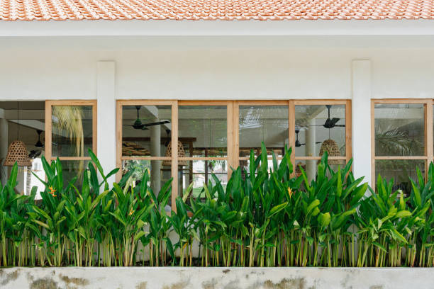 istock Modern Building with Lush Green Plants in the Foreground 2155863594