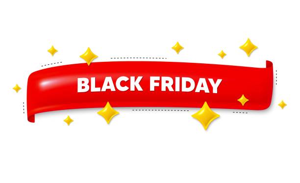 istock Black Friday Sale. Special offer price sign. Red ribbon 3d banner. Vector 2155865008