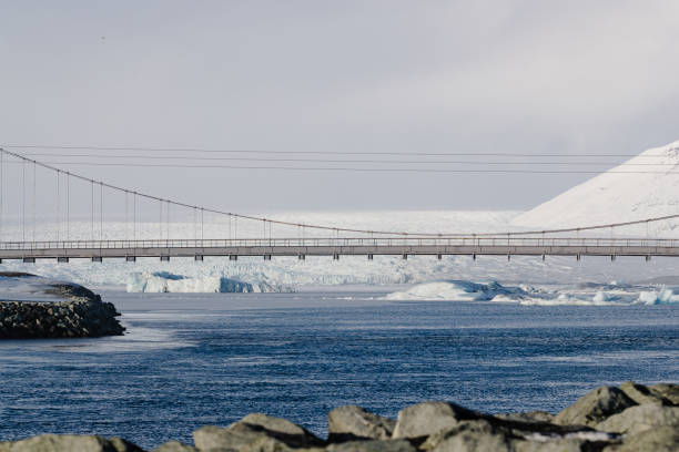 istock Vehicle Crossing Suspension Bridge over Glacial River 2155865961