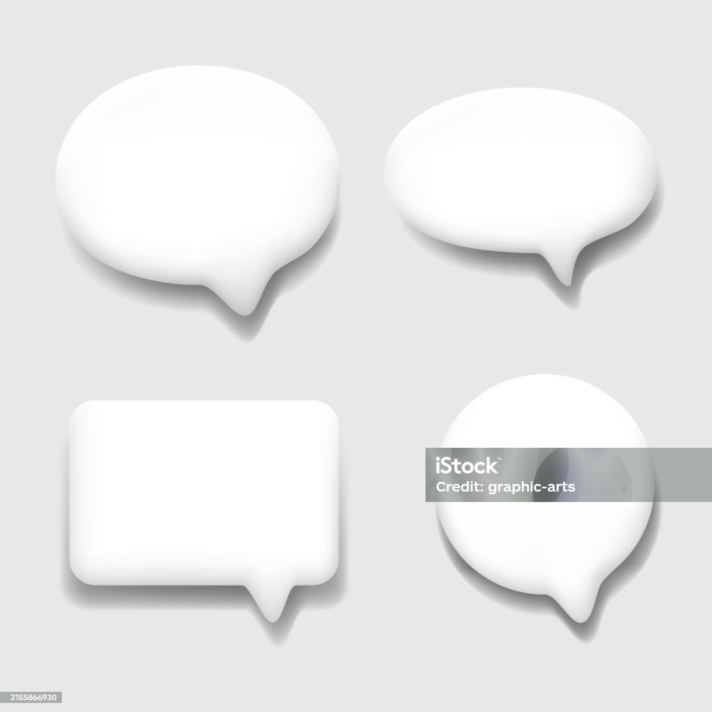 Dialogue Callouts Speech Bubble 3d Callout Dialogue Clouds Set Vector Clipart Isolated On ...