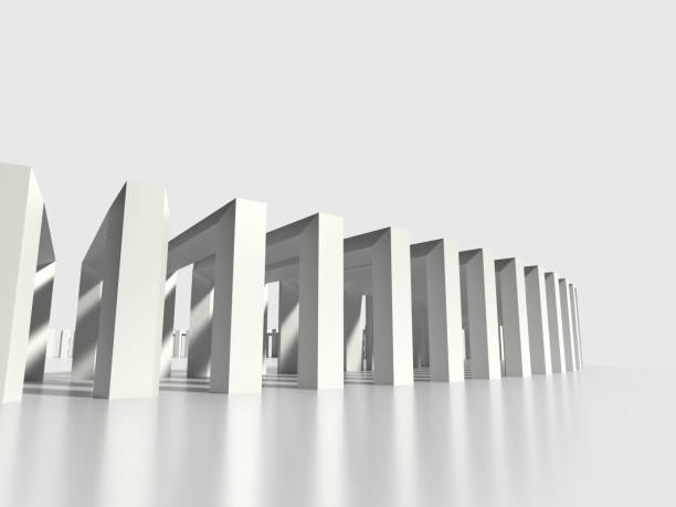 istock 3D illustration of a curved tunnel with light shining through it 2155869559