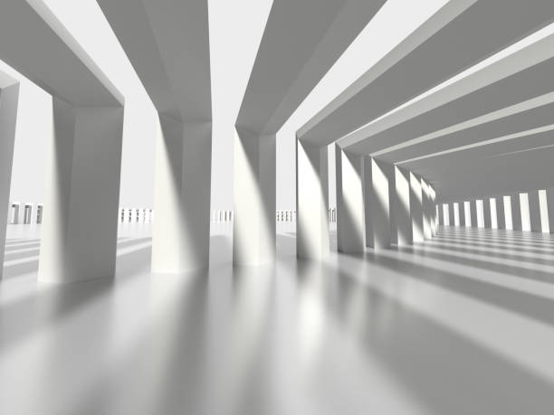 istock 3D illustration of a curved tunnel with light shining through it 2155869560
