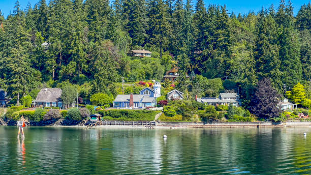 istock Scenic view of beachfront houses with an ocean view 2155876191