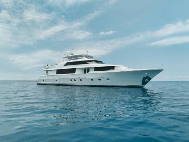 istock Beautiful white boat sailing on the ocean 2155876973