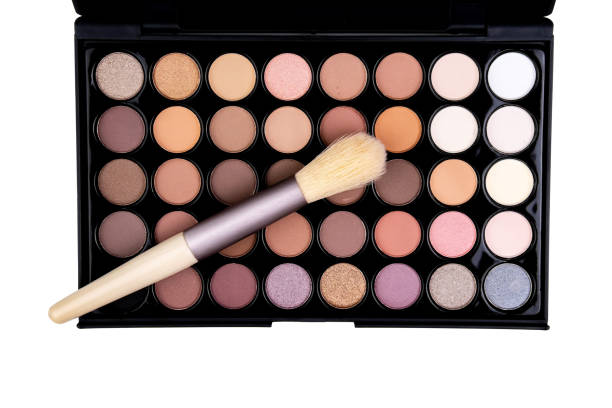 Set of cosmetics isolated on white feed from above