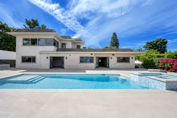 istock Spacious home with pool and patio beside in California 2155877978