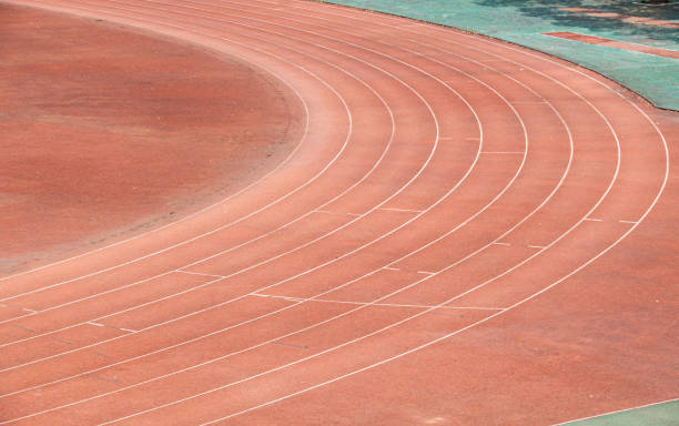 istock Red runway of a university in Wuhan is set against a huge observation deck 2155881934
