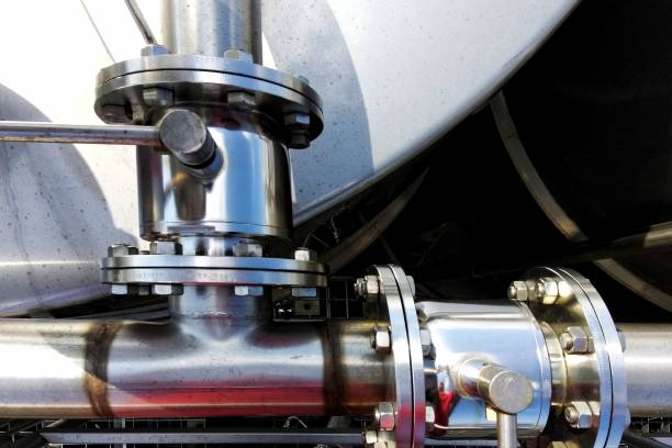 istock Close-up of a stainless steel pipe 2155882465