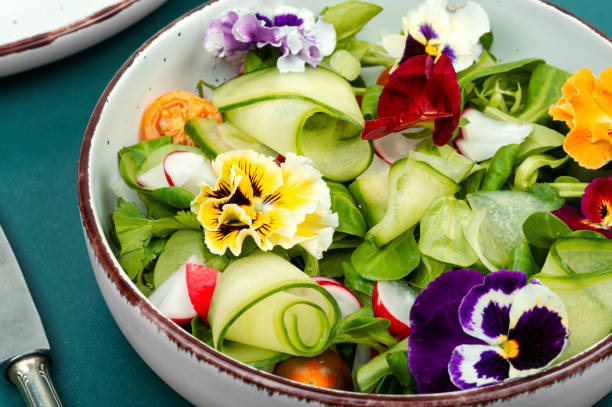 istock Vitamin vegetables salad with flowers. 2155883158