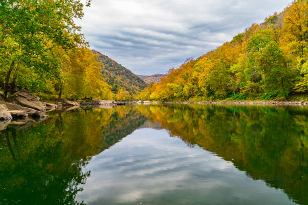 The Fall colors in West Virginia on a cloudy day