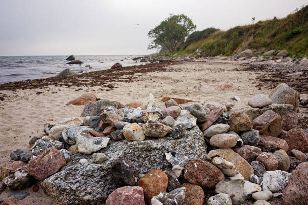A scenic beach at Staberhuk cliffs, Fehmarn Island, Baltic Sea, Germany.