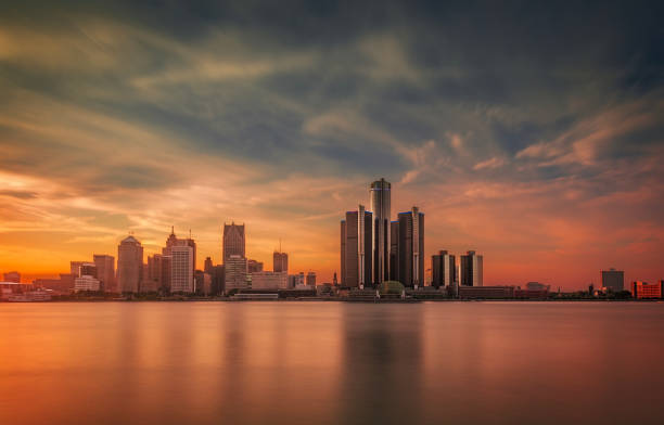 istock Sunset in Detroit from Windsor, Ontario 2155884989