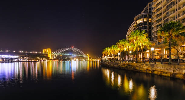 istock Sydney Harbour Bridge reflecting in water at night 2155885411
