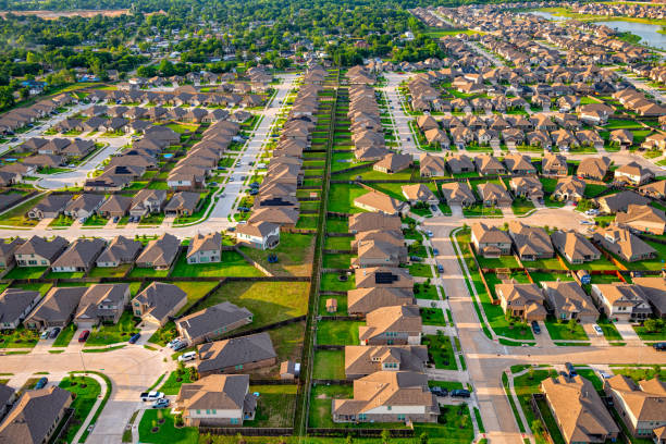 istock Suburban Subdivision Aerial 2155885533