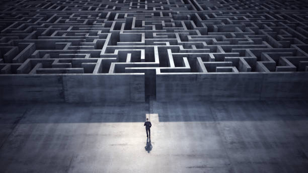 istock Businessman heading towards Rectangle shaped maze, Success Concept 2155887798