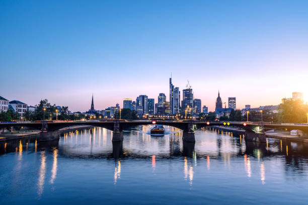 istock Frankfurt Skyline and River at Dusk with Beautiful Reflections 2155889682